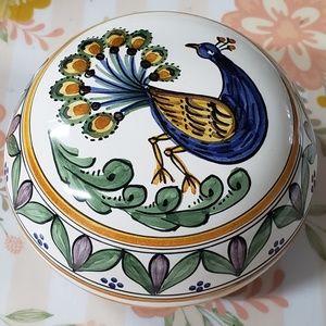 Vintage Peacock Jewelry Dresser Vanity dish